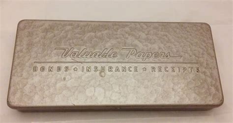 Vintage valuable Papers Metal Box for Bonds, Insurance and 